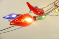 Deckenleuchte Flamme 16 flammig Halogenlampe chrom Glas bunt