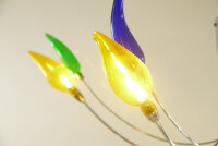 Deckenleuchte Flamme 16 flammig Halogenlampe chrom Glas bunt