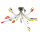 Deckenleuchte Flamme 16 flammig Halogenlampe chrom Glas bunt