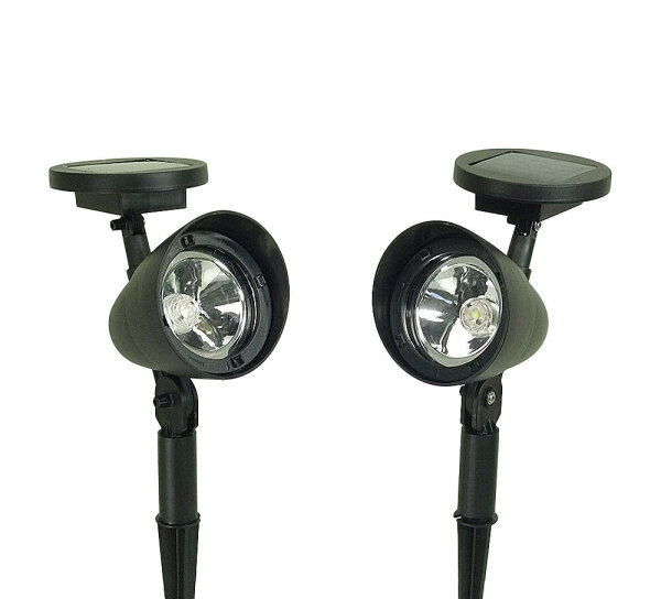 2 x LED Solarleuchten Solarstrahler Gartenstrahler Solar Lampen Solarbeleuchtung