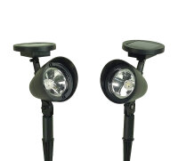 2 x LED Solarleuchten Solarstrahler Gartenstrahler Solar...