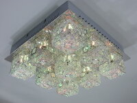 Deckenleuchte Chrysta 9 xHalogen + 27 LED farbwechselnd Lampe Chrom Glas Draht