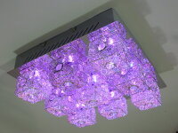 Deckenleuchte Chrysta 9 xHalogen + 27 LED farbwechselnd Lampe Chrom Glas Draht