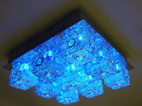 Deckenleuchte Chrysta 9 xHalogen + 27 LED farbwechselnd Lampe Chrom Glas Draht