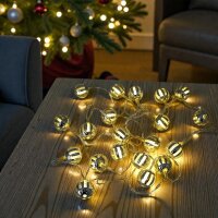 LED Lichterkette Glanzkugeln 20 flg batteriebetrieben warmweiß Dekoleuchten
