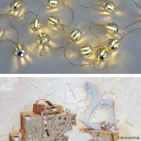 LED Lichterkette Glanzkugeln 20 flg batteriebetrieben warmweiß Dekoleuchten
