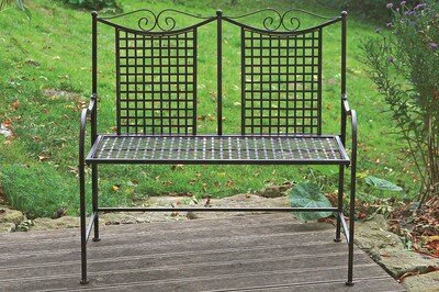 Gartenbank Bank aus Metall braun Nostalgiebank Gartenmöbel