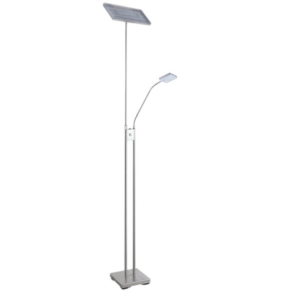LED-Stehleuchte Loren LED-Deckenfluter mit LED-Leseleuchte nickel Fluter dimmbar