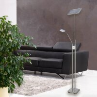 LED-Stehleuchte Loren LED-Deckenfluter mit LED-Leseleuchte nickel Fluter dimmbar