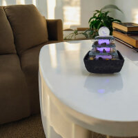 Zimmerbrunnen Terrasse eckig Tischbrunnen LED farbwechselnd Deko-Raumbefeuchter