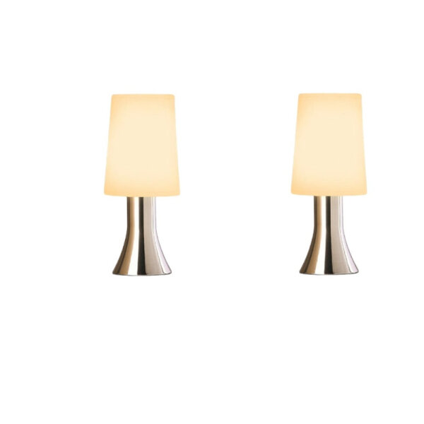 2 x Moderne Nachttischleuchte Tischleuchte Jannis mit Touch Dimmer Tischlampe nickel