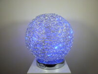 Moderne Halogen + LED Tischleuchte Alissa 40cm Alu-Drahtgeflecht Kugel-Deko-Lampe