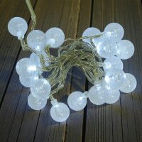 LED Lichterkette BALL 20 flammig Kugellichterkette Batterie betrieben Dekolicht Kaltweiß