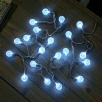 LED Lichterkette BALL 20 flammig Kugellichterkette Batterie betrieben Dekolicht Kaltweiß