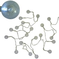 LED Lichterkette BALL 20 flammig Kugellichterkette Batterie betrieben Dekolicht Kaltweiß