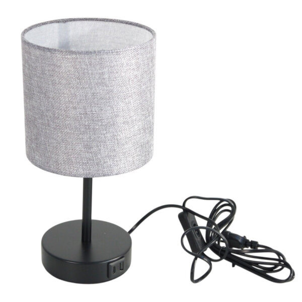 Tischleuchte Alan schwarz/grau USB & Type C Anschluss