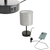 Tischleuchte Alan schwarz/grau USB & Type C Anschluss