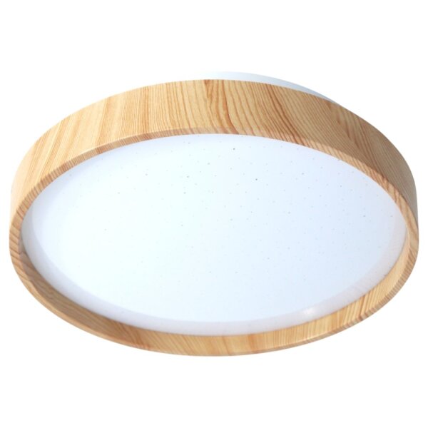 LED Dekenleuchte Senja rund D: 48cm holzoptik/weiß Lichtfarbe warm-kaltweißß