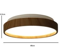 LED Dekenleuchte Senja rund D: 48cm holzoptik/weiß Lichtfarbe warm-kaltweißß