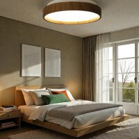 LED Dekenleuchte Senja rund D: 48cm holzoptik/weiß Lichtfarbe warm-kaltweißß