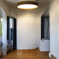 LED Dekenleuchte Senja rund D: 48cm holzoptik/weiß Lichtfarbe warm-kaltweißß
