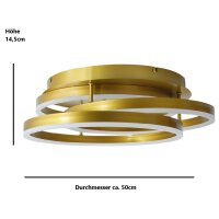 Moderne LED Dekenleuchte Alwa messingfarbig D:50cm