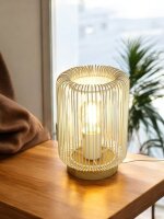 Tischleuchte Jade Holz Metall weiß E27