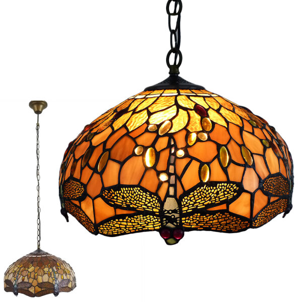 Hochwertige Echtglas Tiffany-Stil Deckenleuchte Charlotte
