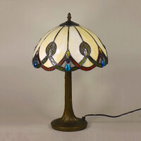 Tischleuchte Chantal 46cm Echtglas Tiffany-Stil Lampe Nachttischleuchte
