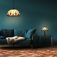 Tischleuchte Chantal 46cm Echtglas Tiffany-Stil Lampe Nachttischleuchte