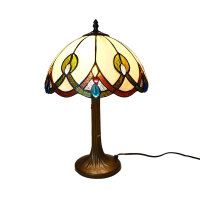 Tischleuchte Chantal 46cm Echtglas Tiffany-Stil Lampe Nachttischleuchte