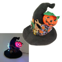 Beleuchtetes Kürbismännlein auf dem Hut, Dekoration Halloween Dekoleuchte