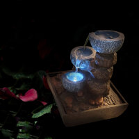 Zimmer-Tischbrunnen mit LED Beleuchtung Kaskaden Springbrunnen Raumbefeuchter