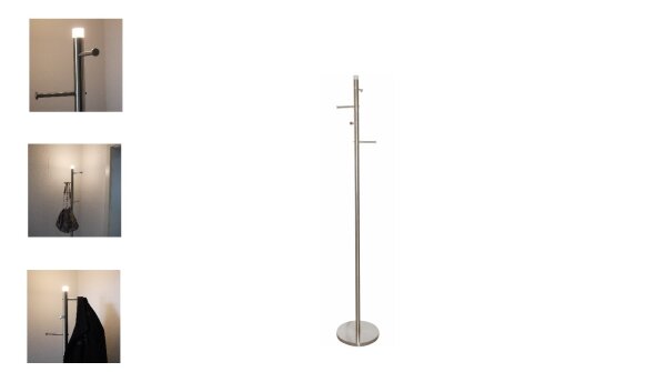 Garderobenständer mit LED Beleuchtung Metall Kleiderständer H180cm Flurgarderobe Silber