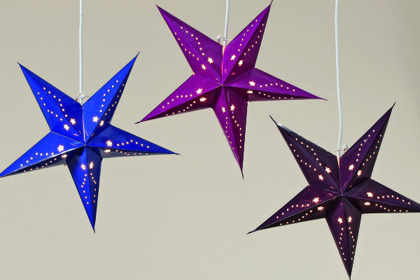 Hänger Faltstern Weihnachtsstern Adventsstern Weihnachtsdeko Fensterdekoration D 46cm aubergin