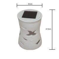 Solar Windlicht Keramik weiß Solarleuchte Lampe & Windlicht Dekoration Geschenk Blume