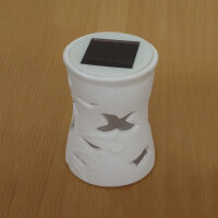 Solar Windlicht Keramik weiß Solarleuchte Lampe & Windlicht Dekoration Geschenk Blume