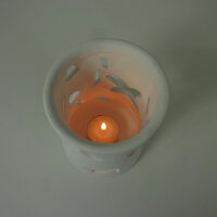 Solar Windlicht Keramik weiß Solarleuchte Lampe & Windlicht Dekoration Geschenk Blume