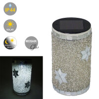 LED Solarwindlicht Mosaikglas Perla Lampe & Windlicht Teelichthalter Dekolampe Perla silber