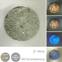 LED + Halogen Decken-Wand-Leuchte KARINA 40cm Fernbedienung Aluminium-Chrom Dekolampe