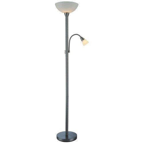 LED Stehleuchte Mattis nickel mit Lesearm und Kippschalter