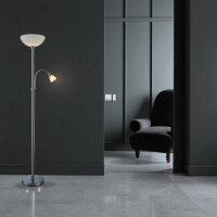 LED Stehleuchte Mattis nickel mit Lesearm und Kippschalter