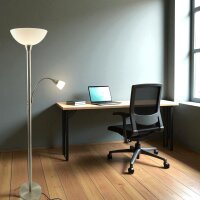 LED Stehleuchte Mattis nickel mit Lesearm und Kippschalter