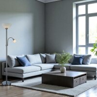 LED Stehleuchte Mattis nickel mit Lesearm und Kippschalter
