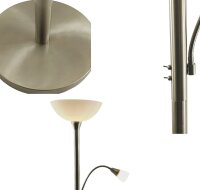 LED Stehleuchte Mattis nickel mit Lesearm und Kippschalter