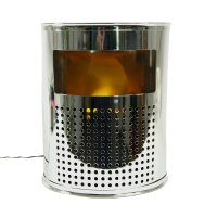 Dekoleuchte Kamin chrom Halogen Lampe mit Feuer-Effekt  Stimmungs-Deko-Leuchte