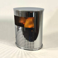 Dekoleuchte Kamin chrom Halogen Lampe mit Feuer-Effekt  Stimmungs-Deko-Leuchte