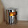Dekoleuchte Kamin chrom Halogen Lampe mit Feuer-Effekt  Stimmungs-Deko-Leuchte