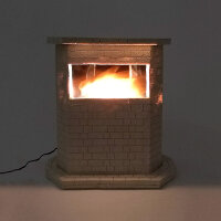 Dekoleuchte Kamin weiß Halogen Lampe mit Feuer-Effekt Dekolampe Dekoration