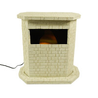 Dekoleuchte Kamin weiß Halogen Lampe mit Feuer-Effekt Dekolampe Dekoration